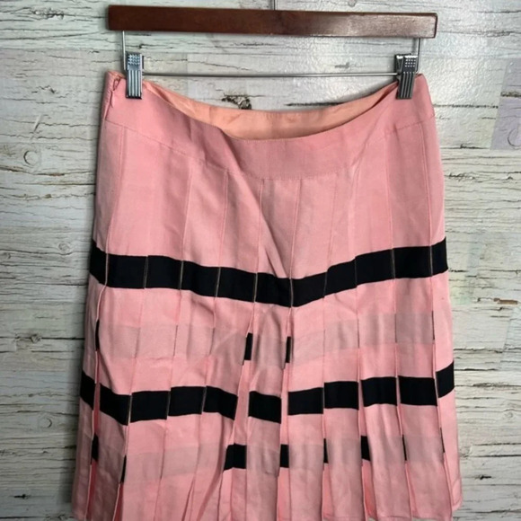 Vintage  Carlisle pink black pleated skirt size 8 - Picture 4 of 8